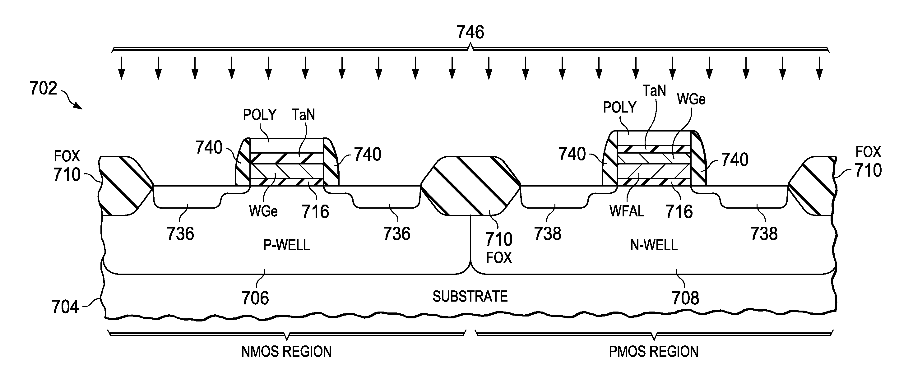 Doped WGe to form dual metal gates