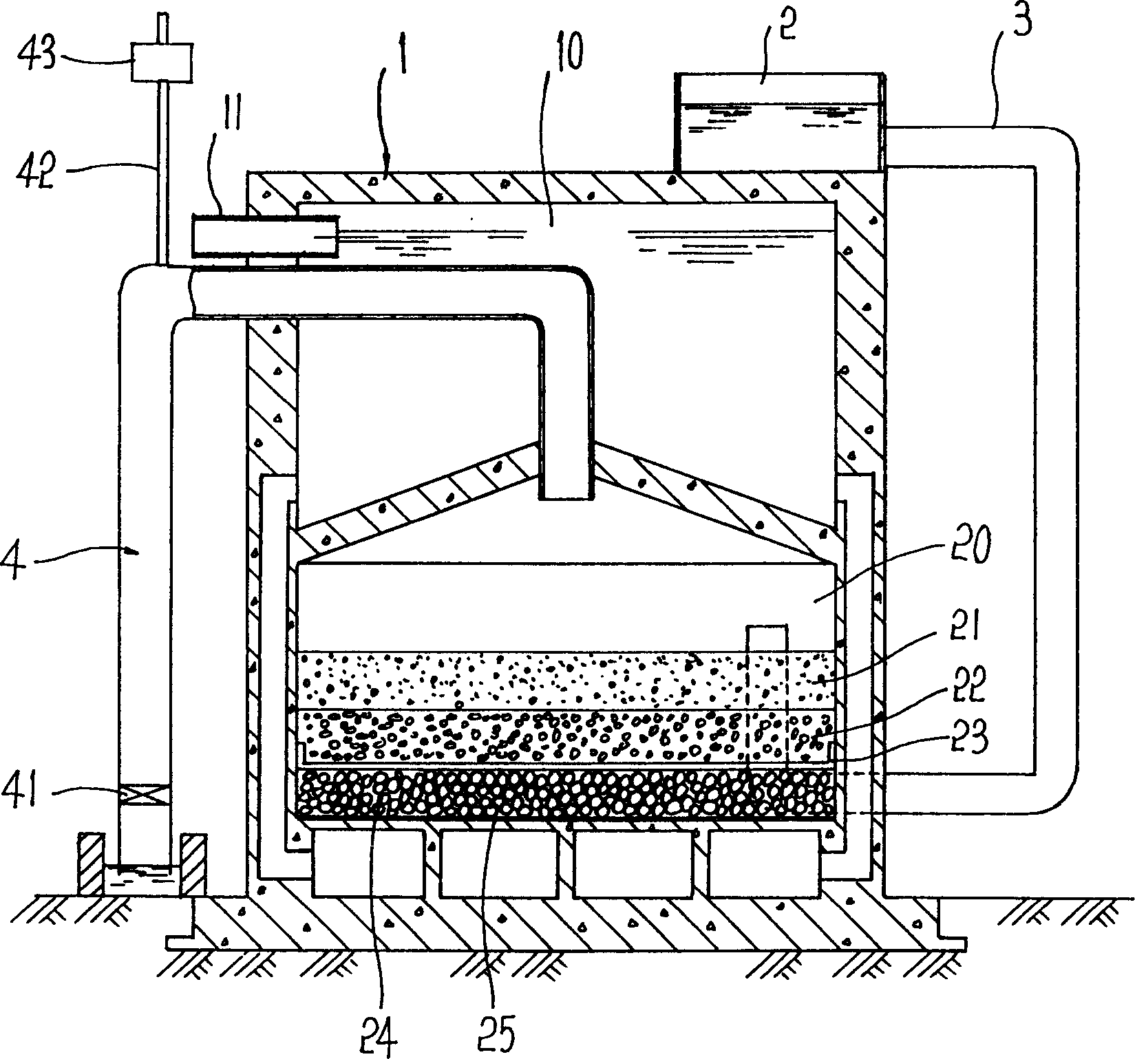 Water purification and filtration processing tank