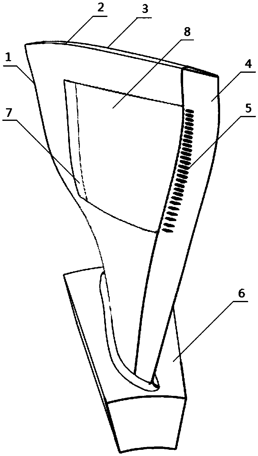 Gas film damping fan blade with vibration absorption sheet covered by throttling orifices