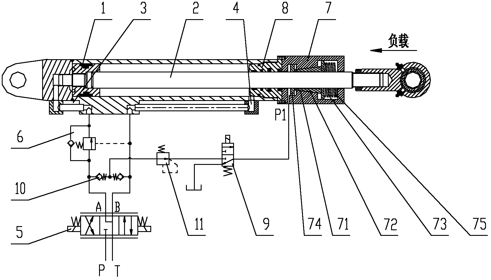 Hydraulic cylinder, hydraulic system and engineering machine