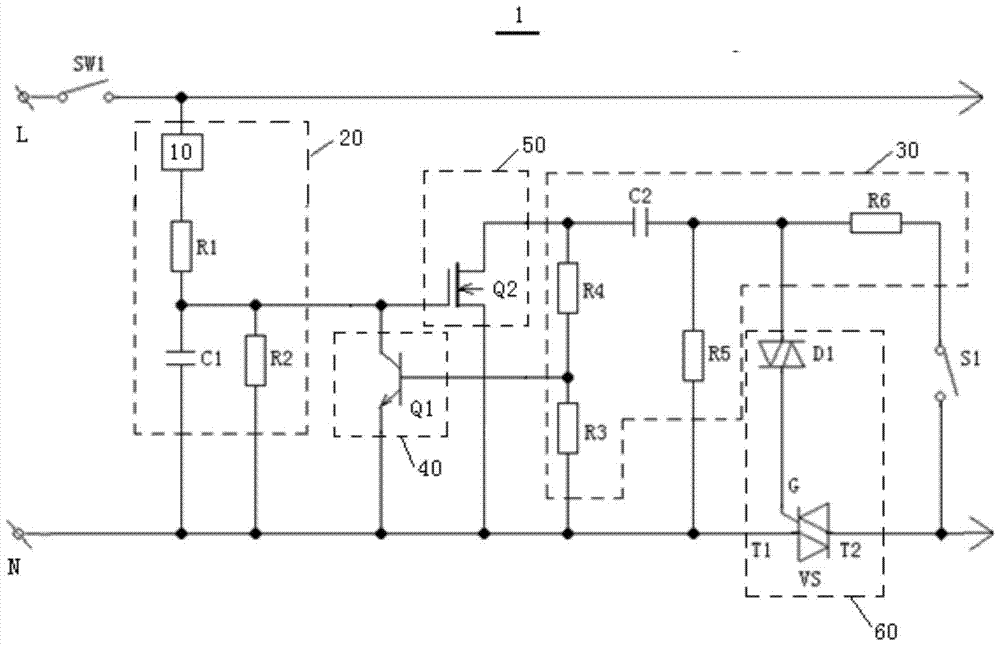 A non-arc power failure protection switch control circuit