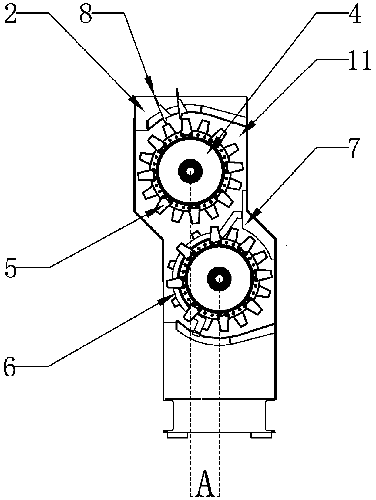 Bale busting and crushing machine