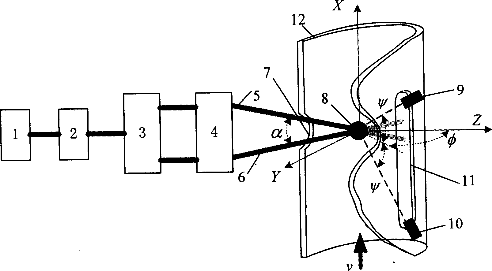Monitoring method and device for laser phase Doppler powder dust particle