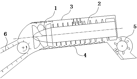 Axial-feeding type rice and wheat threshing and separating integrated device