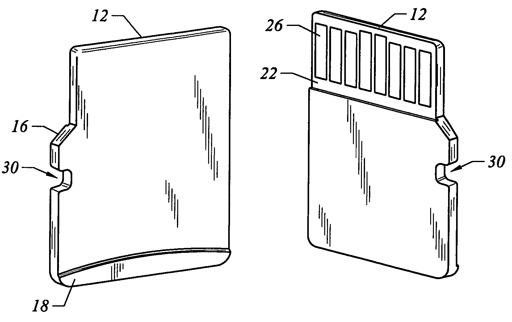 Memory card with raised portion