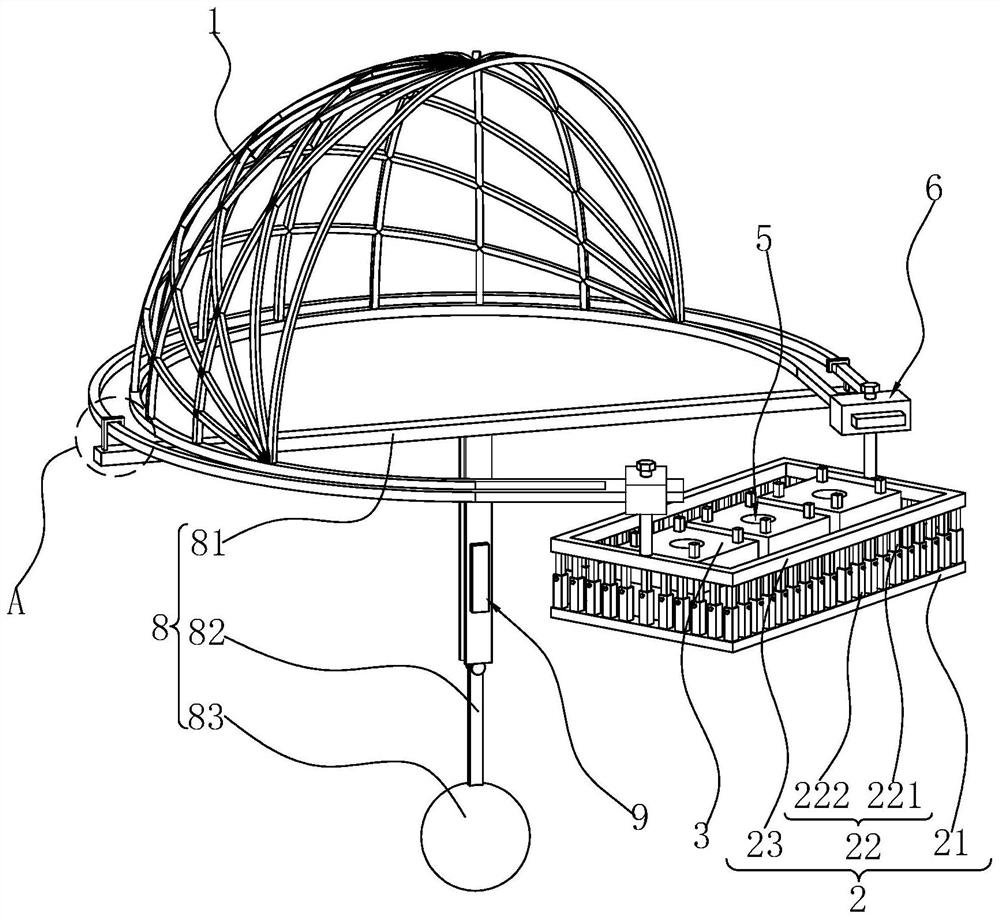 Integral lifting auxiliary device for asymmetric large grid structure