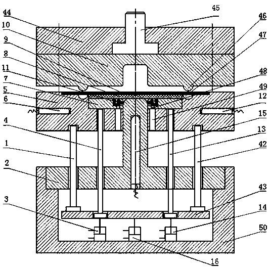 Device and method for warm forming of metal and carbon fiber prepreg composite material components