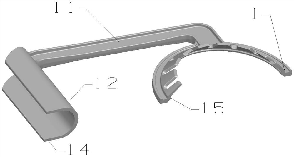 Opening type comfortable handle mold structure