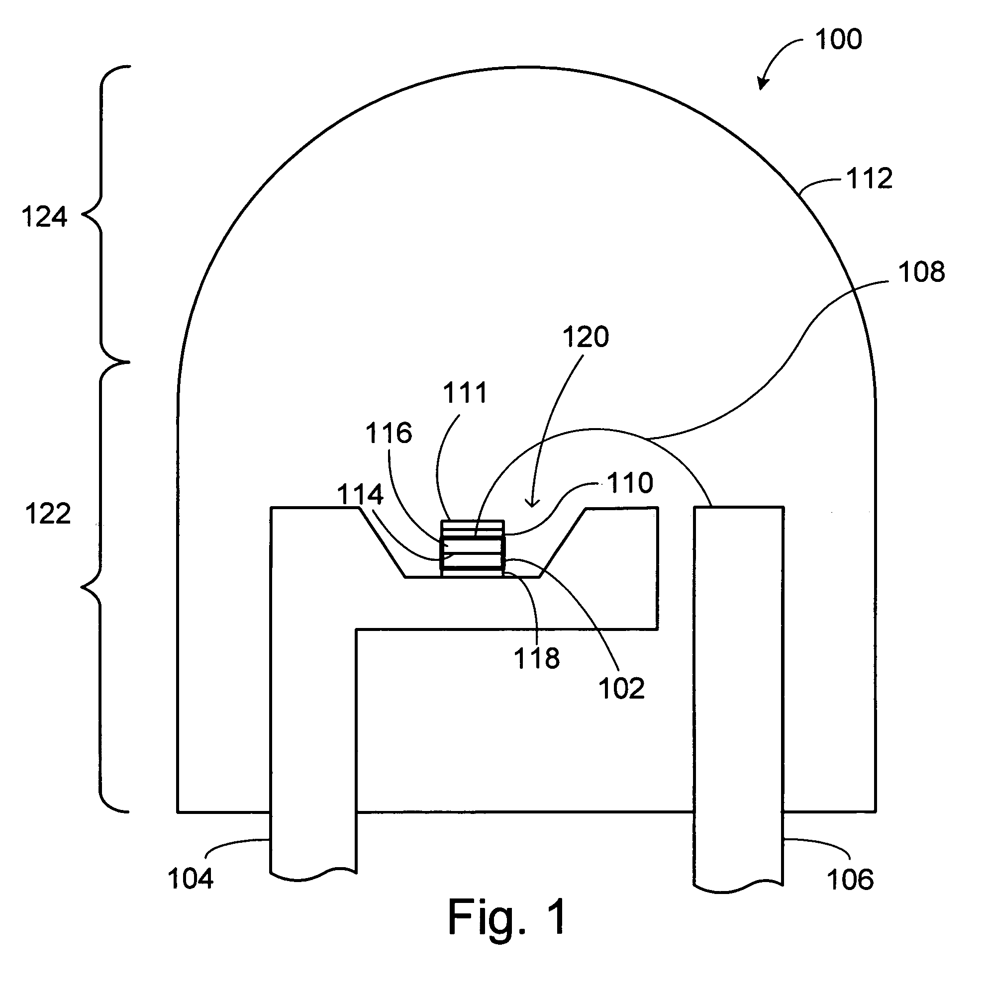 Light emitting device having a layer of photonic crystals and a region of diffusing material and method for fabricating the device