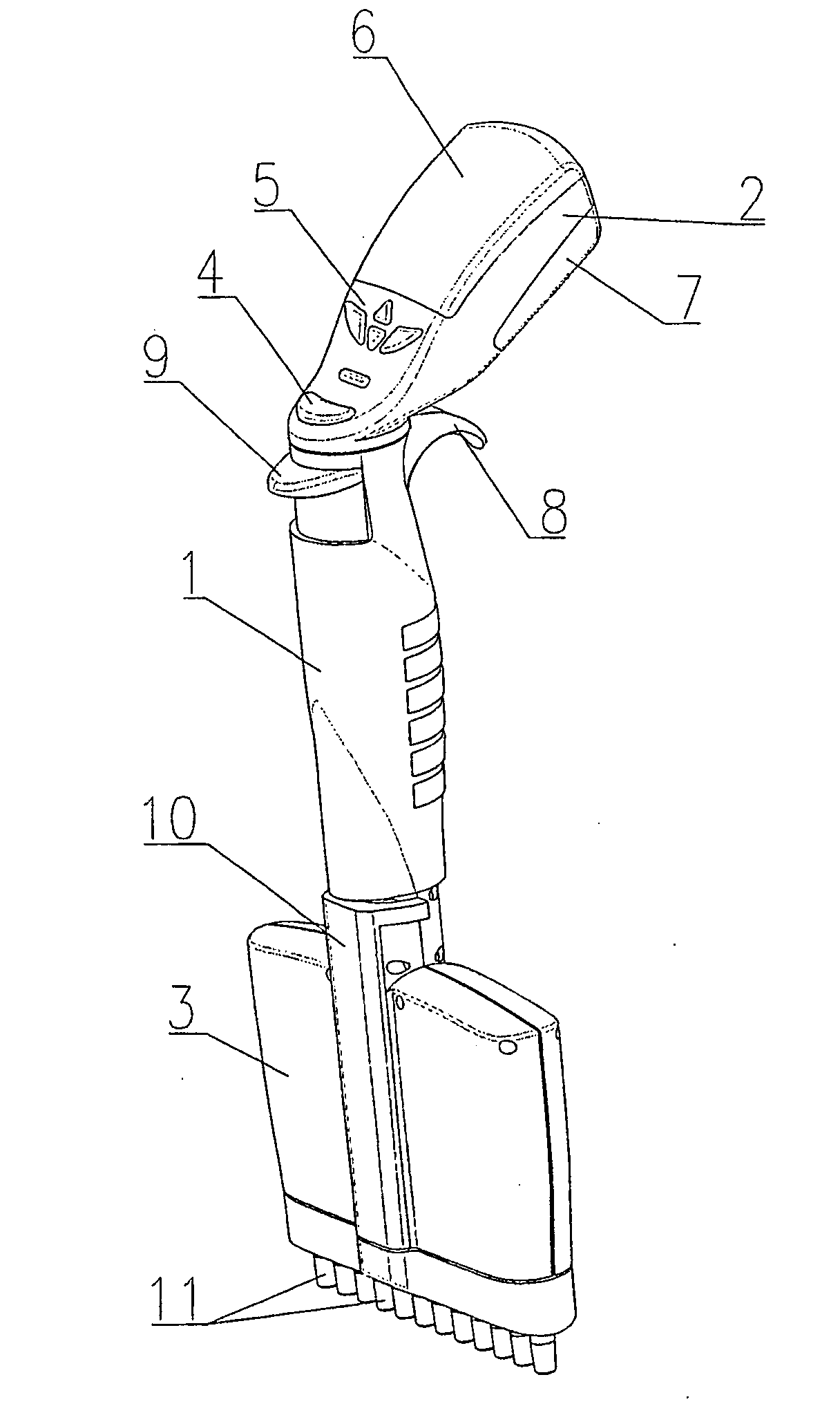 Electronic Pipetting Device for Aspirating and Dispensing of Set Liquid Volumes