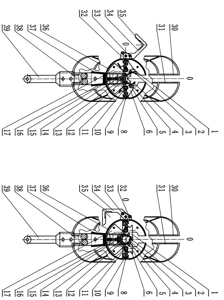 Plunger spring, automatic stress synchronizing opening and closing knife holder and mulberry leaf and mulberry stem cutting, pulling and harvesting tool