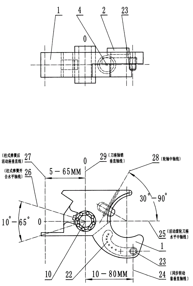 Plunger spring, automatic stress synchronizing opening and closing knife holder and mulberry leaf and mulberry stem cutting, pulling and harvesting tool