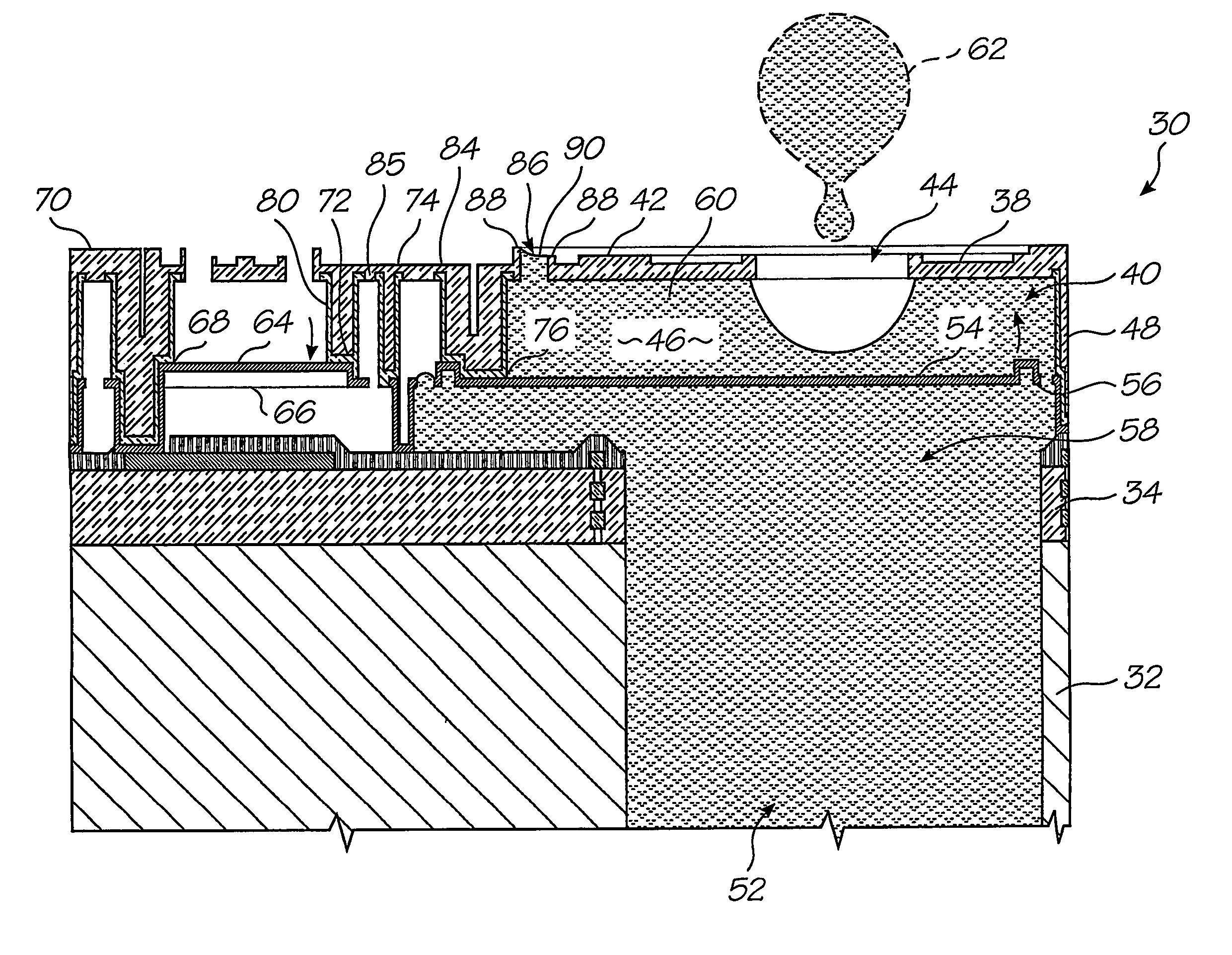 Motion transmitting structure for a nozzle arrangement of a printhead chip for an inkjet printhead