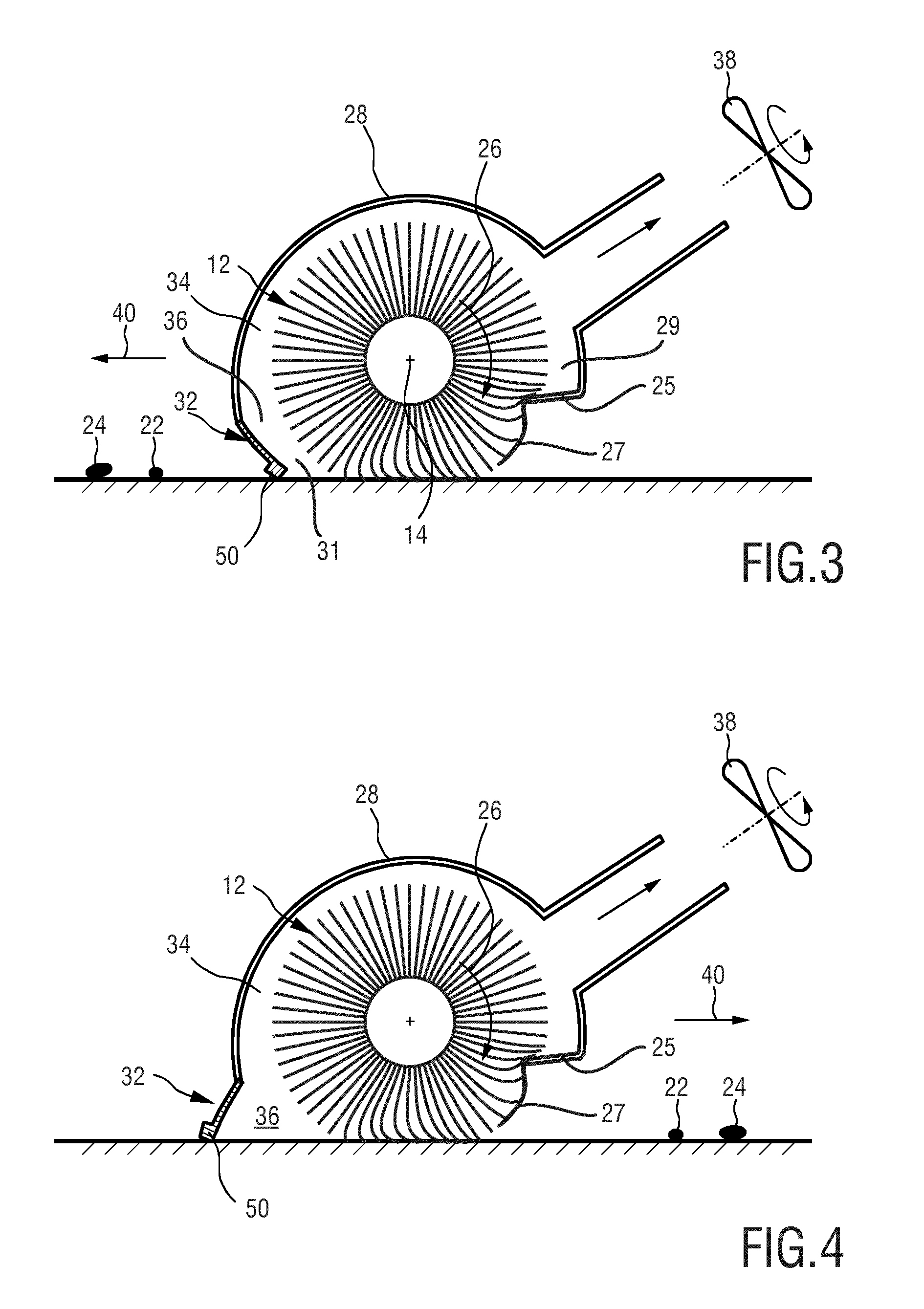 Cleaning device for cleaning a surface