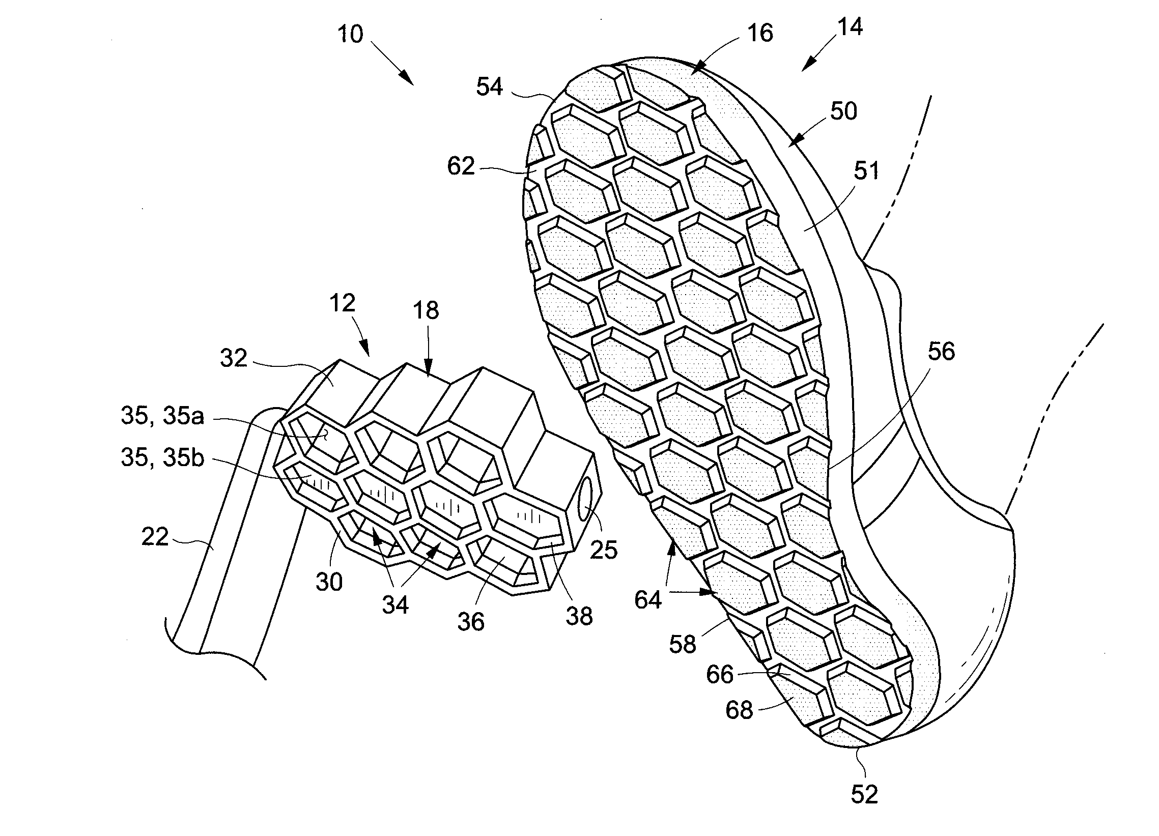 Shoe and pedal system for bicycles
