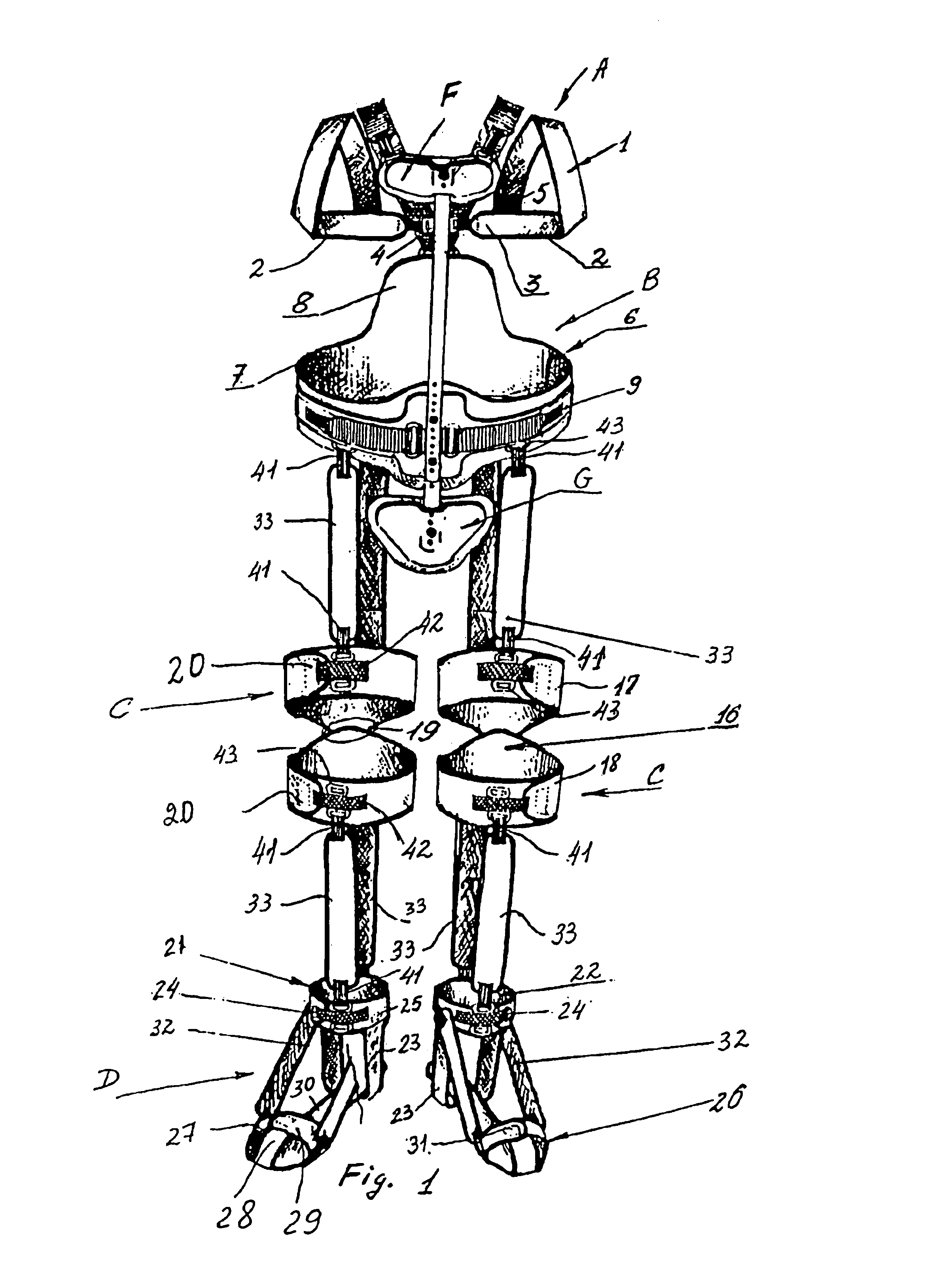 Device for users suffering from sequels of central nervous system and locomotrium affection of body