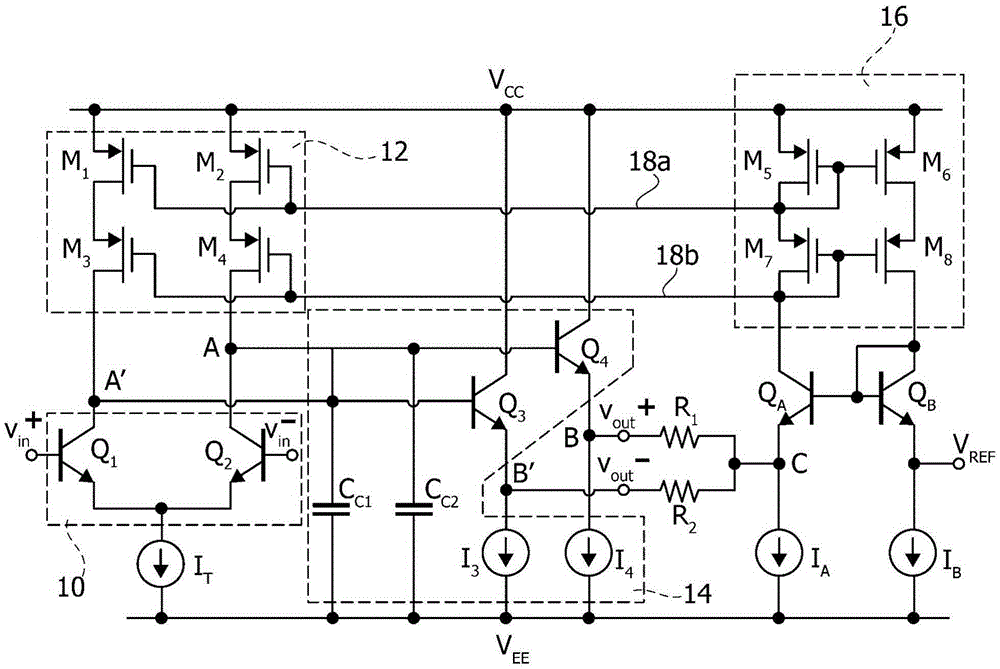 Common-mode feedback circuit, corresponding signal processing circuit and method