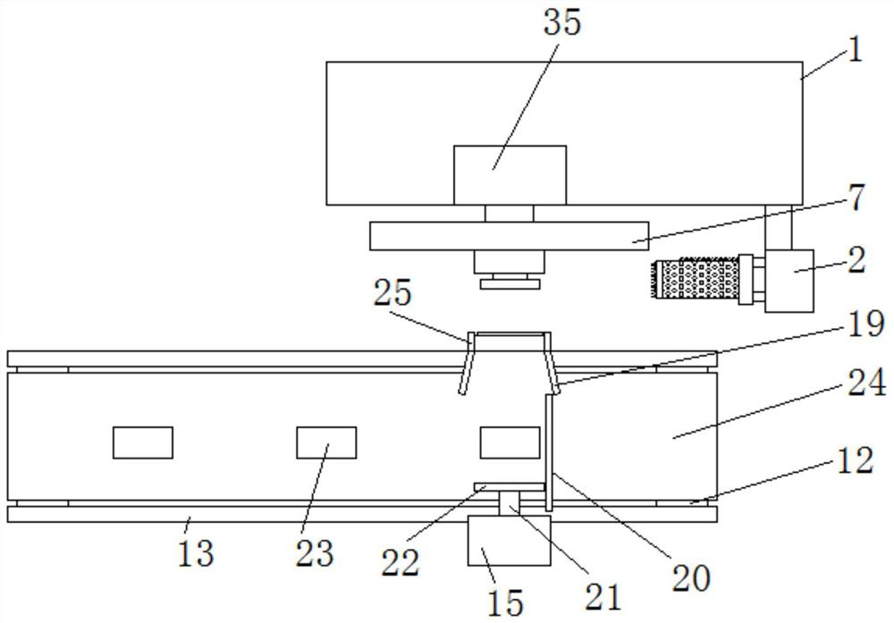 A discharge guide device for automatic feeding and discharging of transformer rubber encapsulation machine