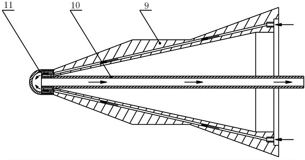 Measurement device, with step-shaped cone, absorbing all energy of high-energy laser