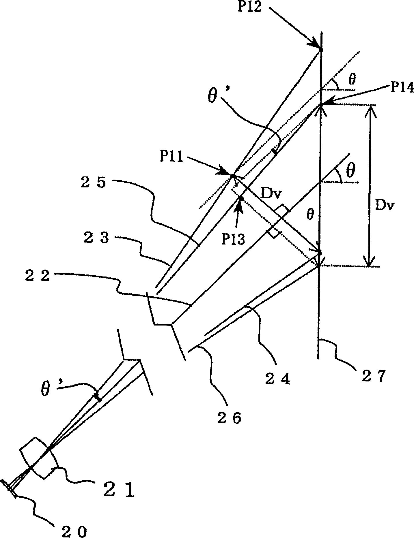 Projection image display apparatus and projection optical unit to be used therein