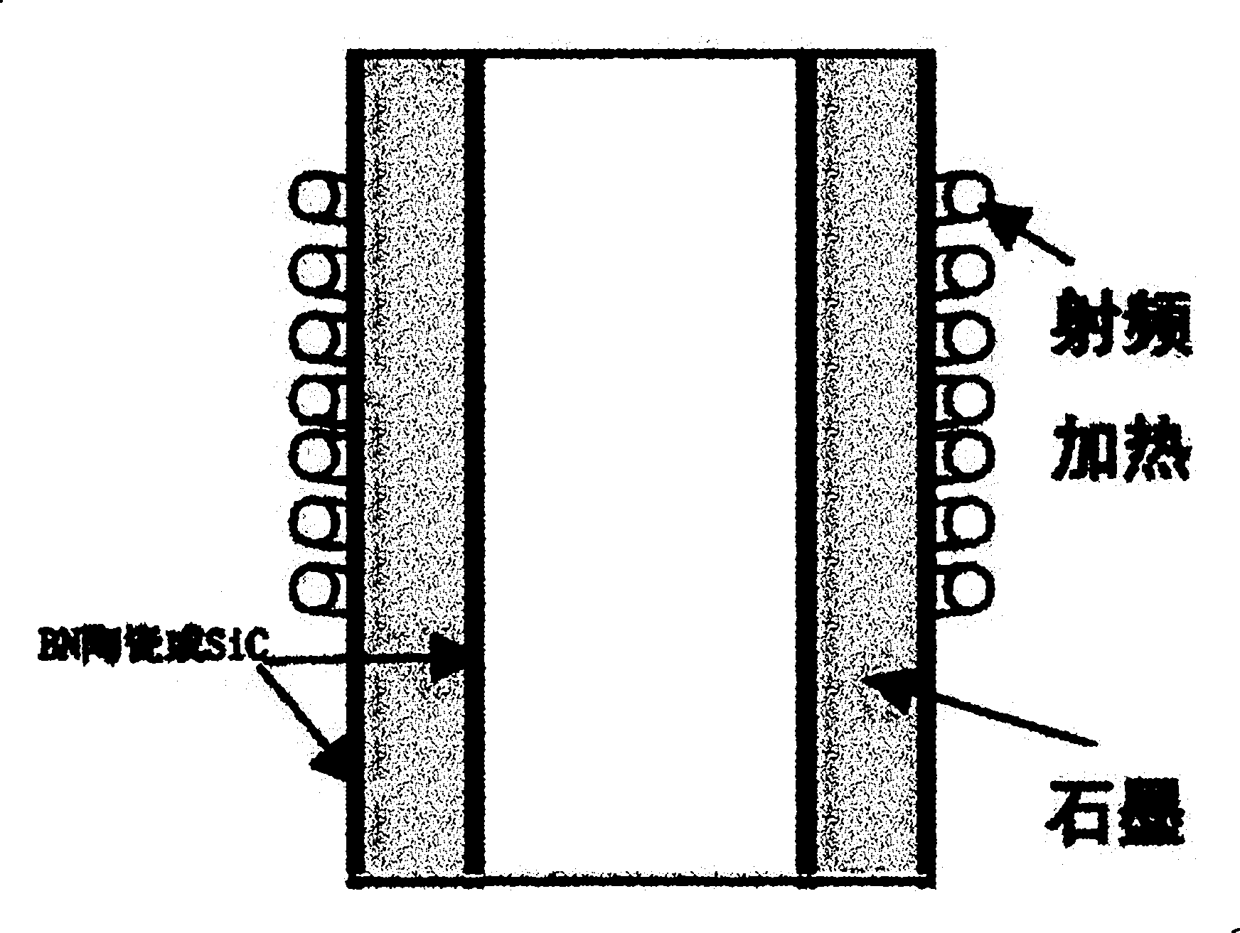 Heating device for semiconducting material hot wall epitaxy growth system