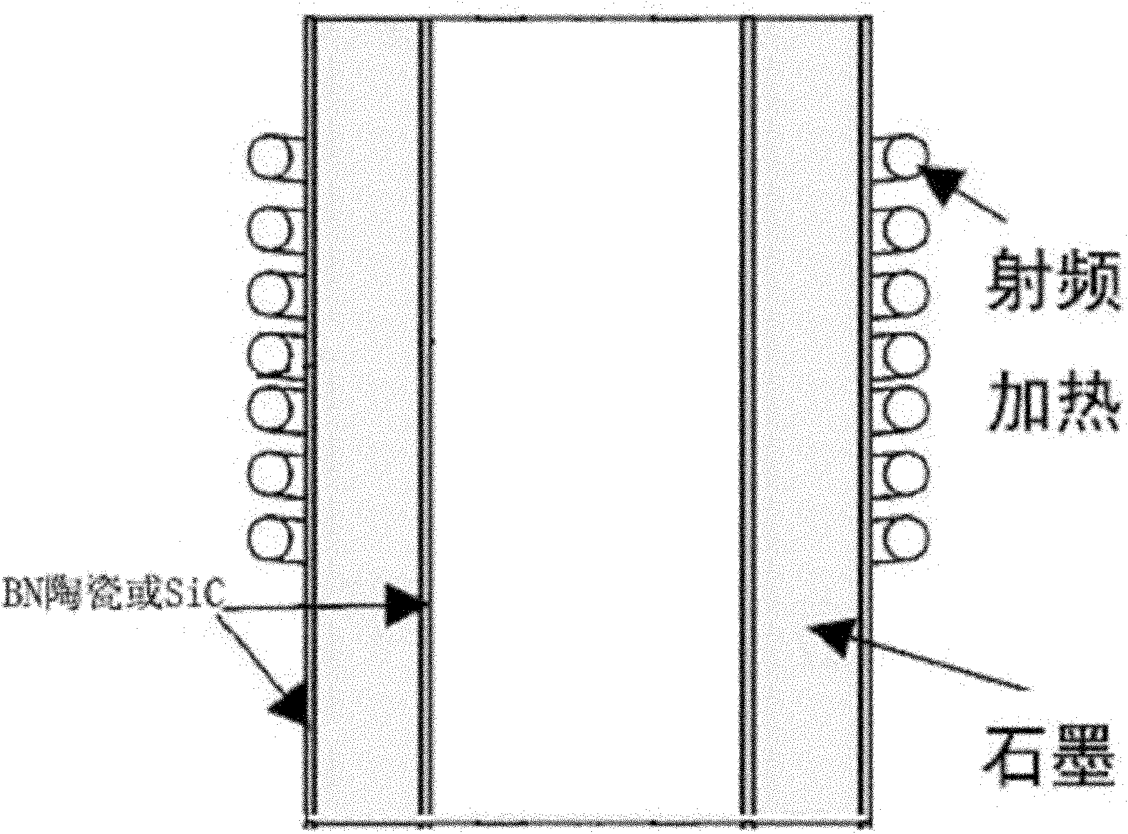 Heating device for semiconducting material hot wall epitaxy growth system