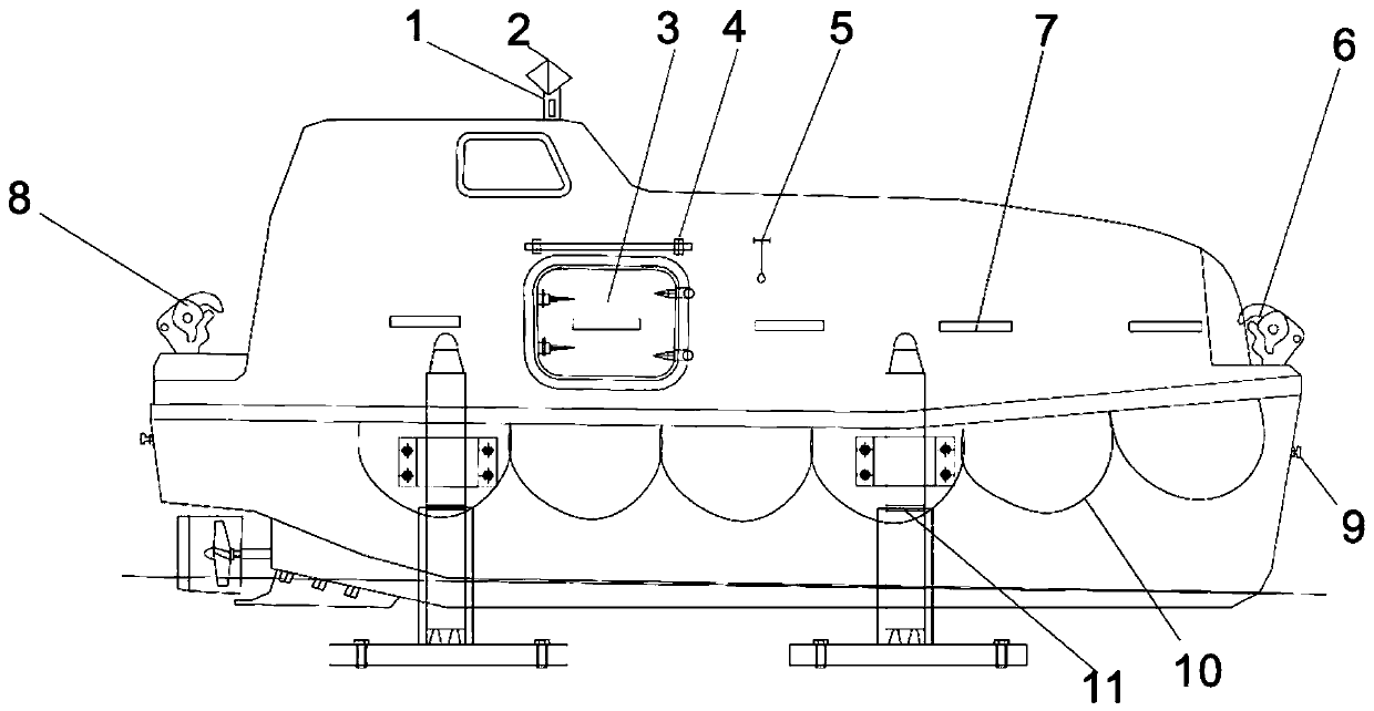 Ship lifeboat releasing device