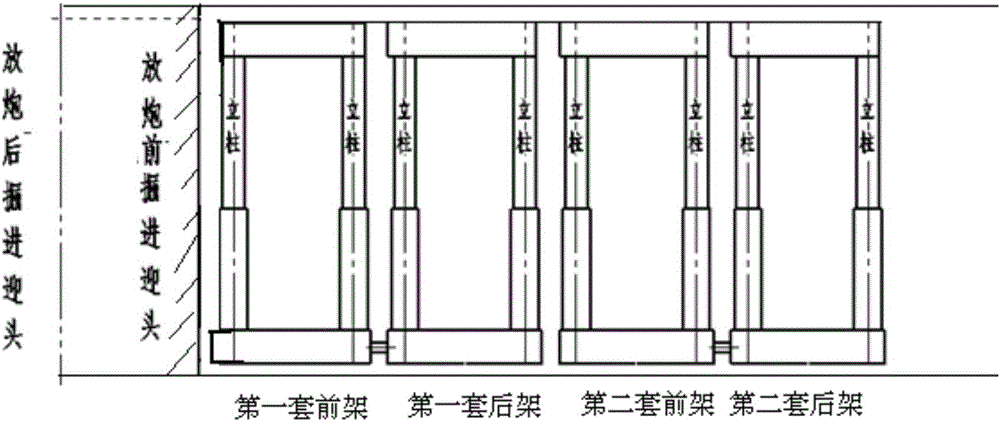 Supporting type temporary supporting method with telescopic top beams for tunneling face