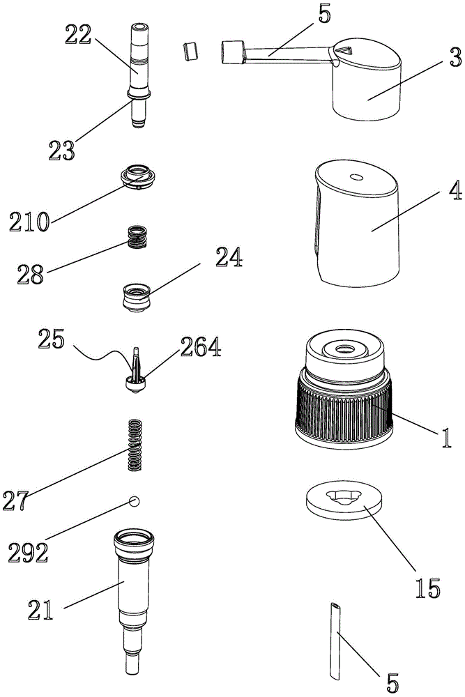 Spray pump device with extended nozzle