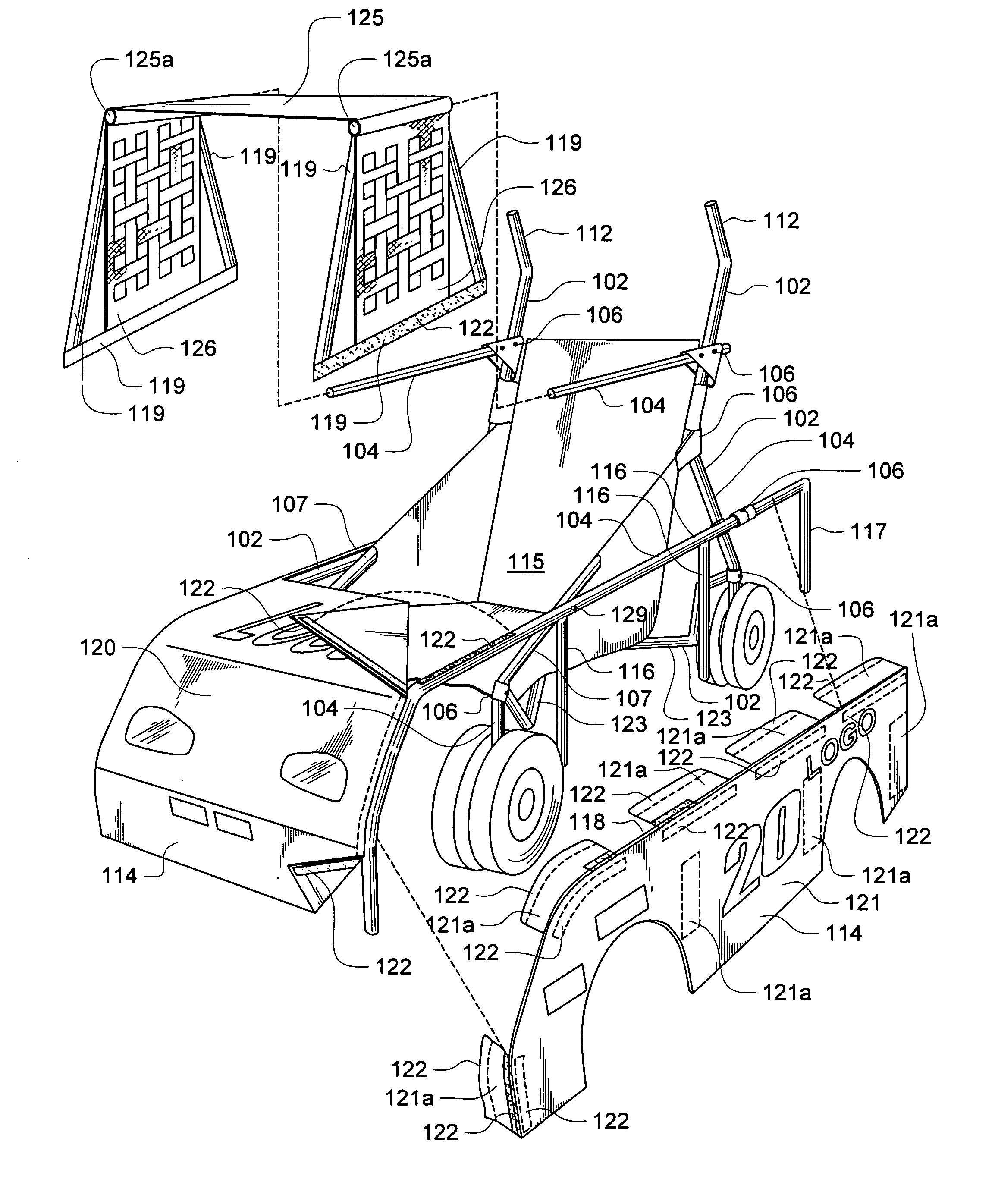 Folding stroller with decorative skirt