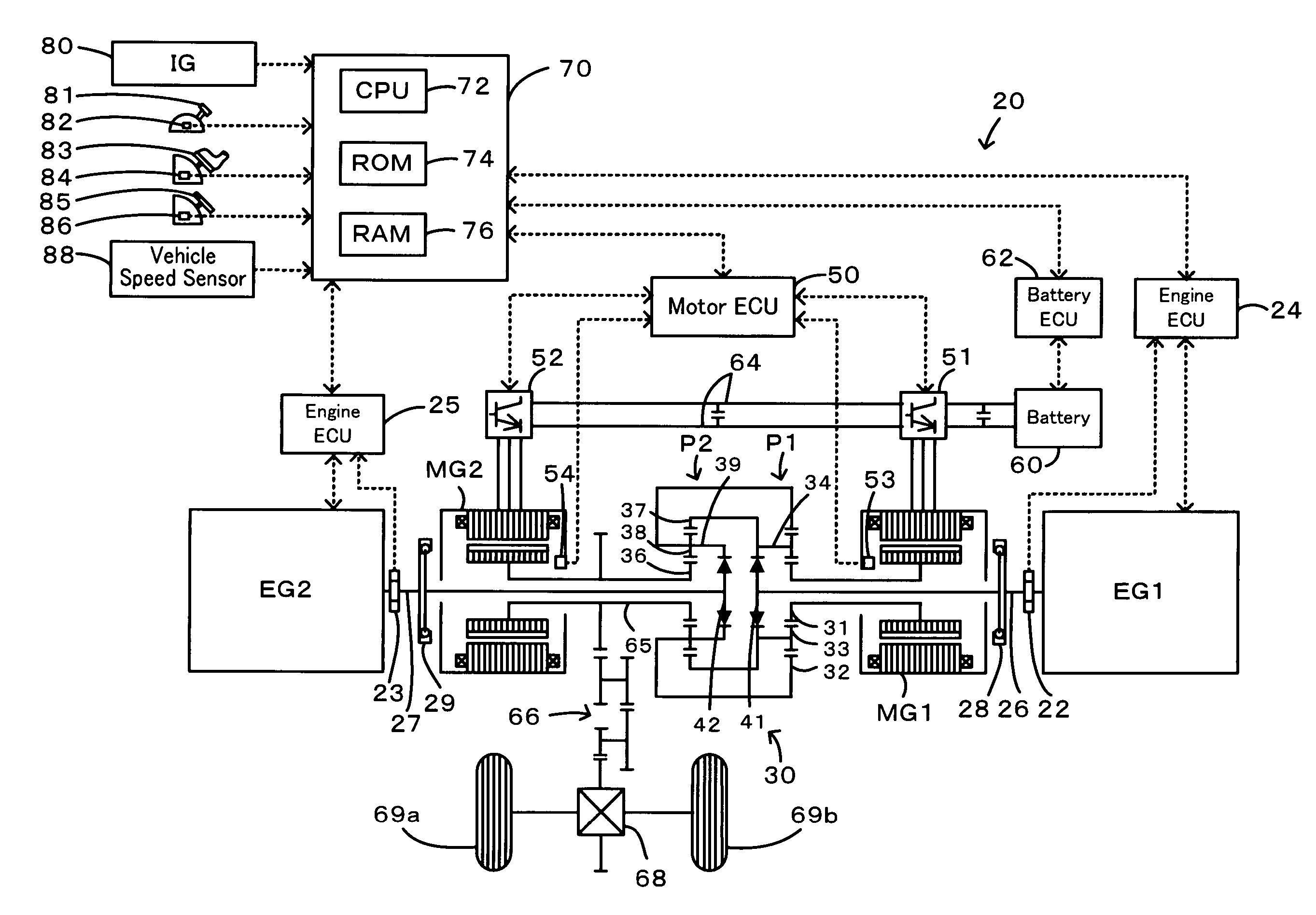 Power output apparatus and motor vehicle equipped with power output apparatus