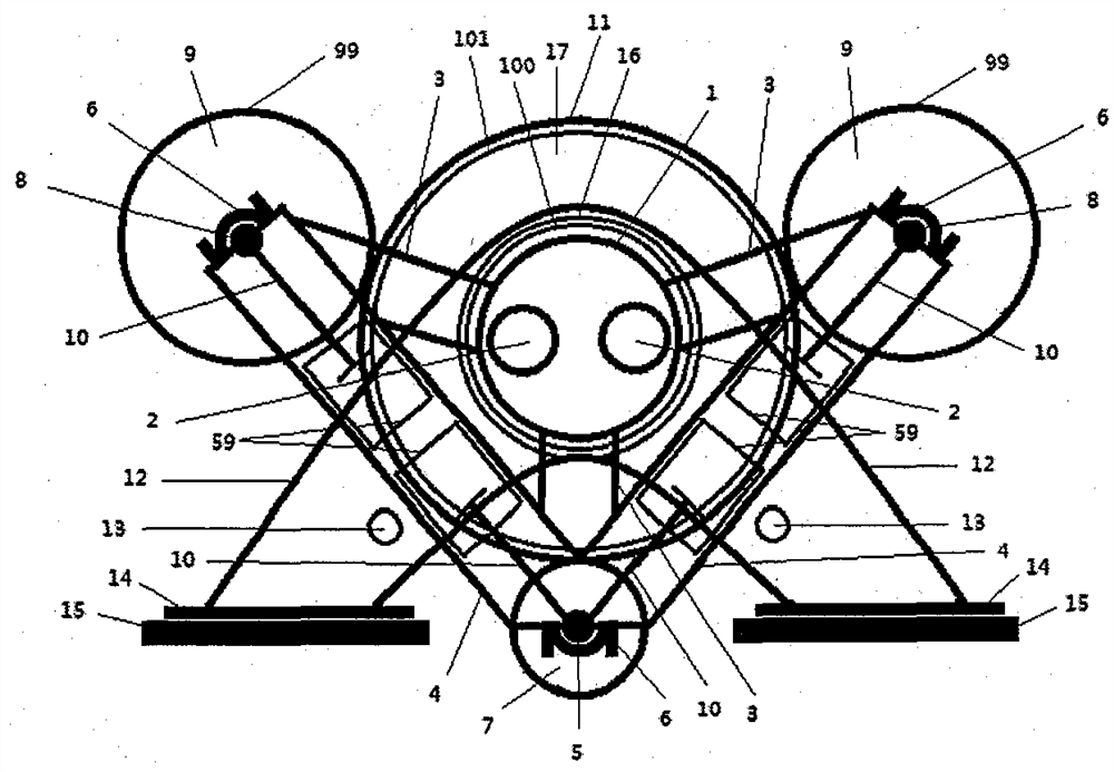 Cylinder block structure of hybrid opposed-piston and mixed-layer rotor-stator engine