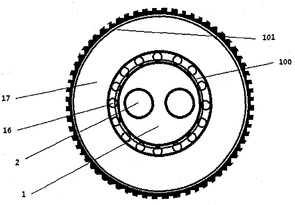 Cylinder block structure of hybrid opposed-piston and mixed-layer rotor-stator engine