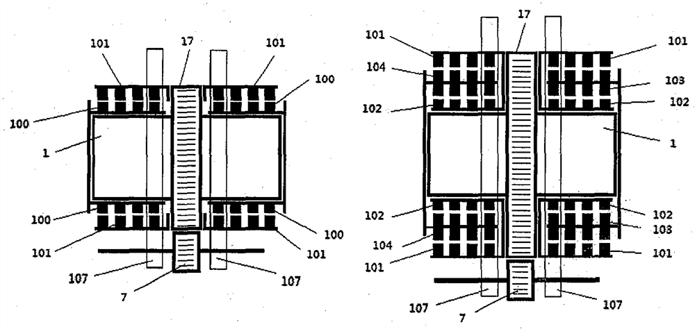 Cylinder block structure of hybrid opposed-piston and mixed-layer rotor-stator engine