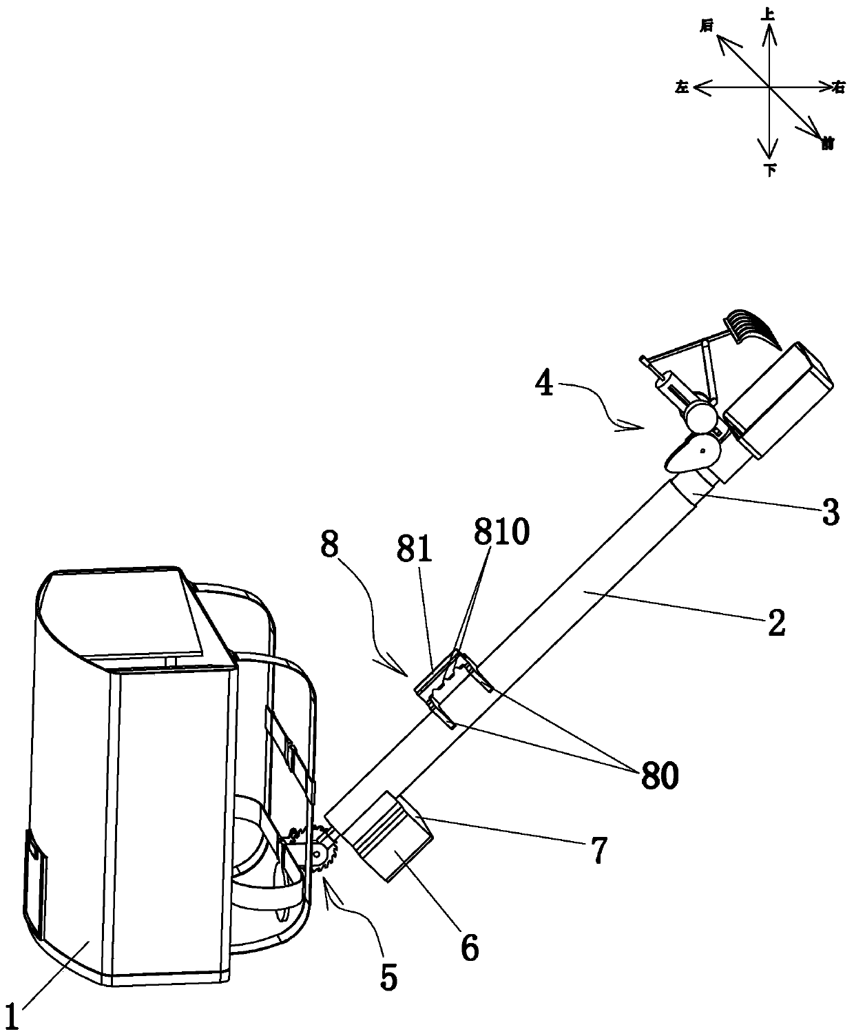 Backpack type Chinese torreya picking apparatus