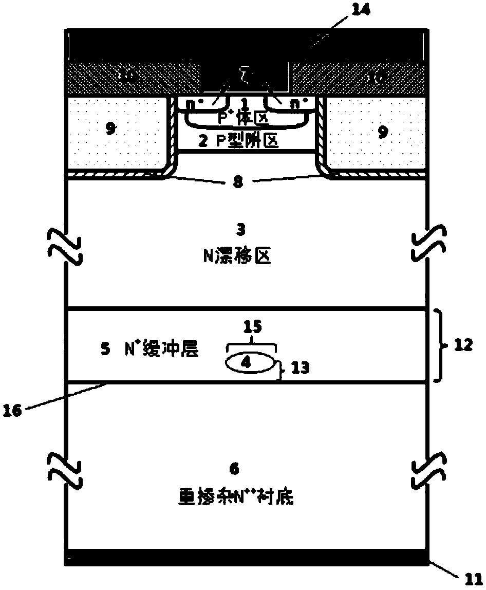 Anti-radiation MOSFET structure having P-type island buffer layer structure