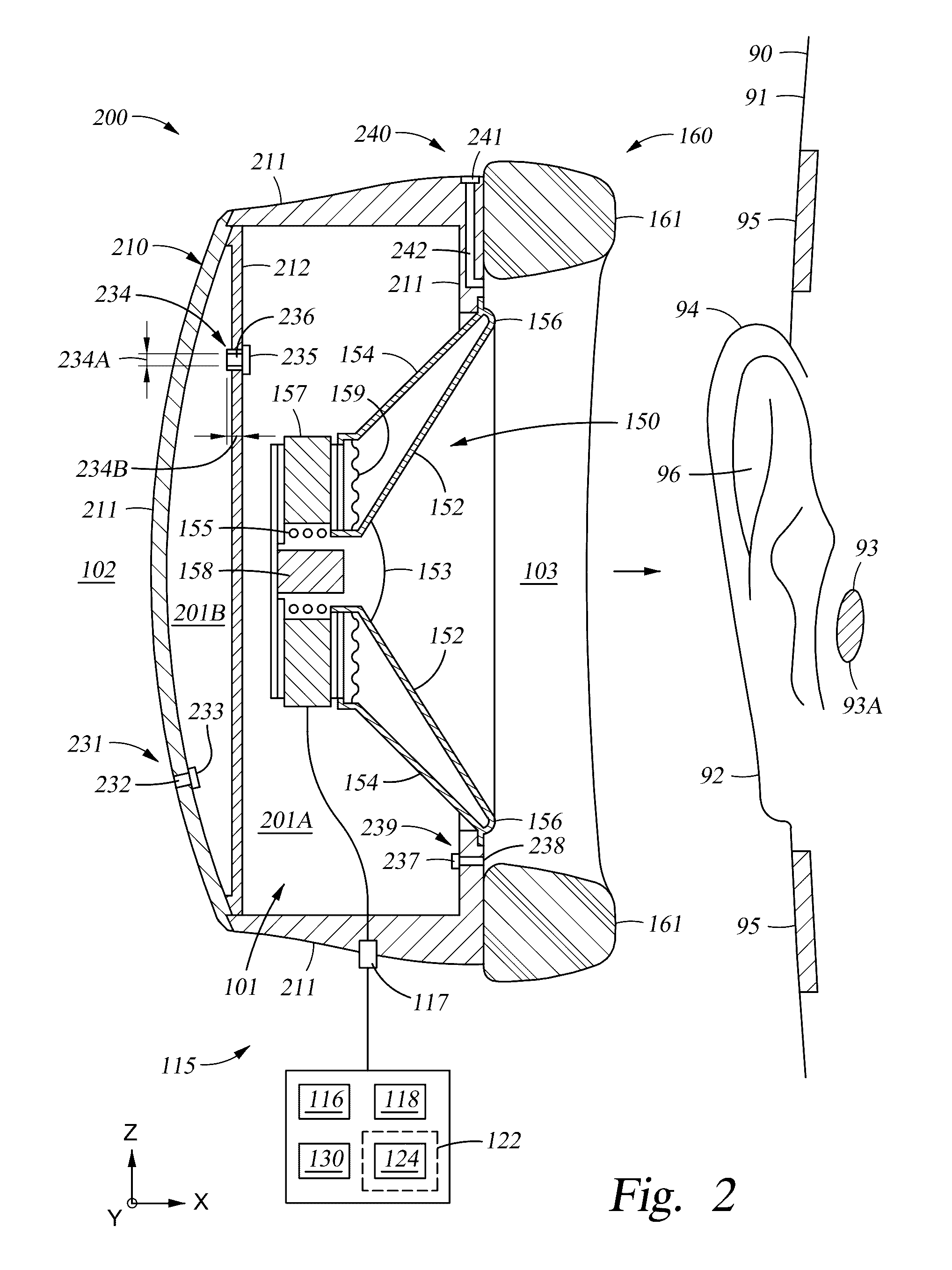 Electronic device having a mode damped diaphragm