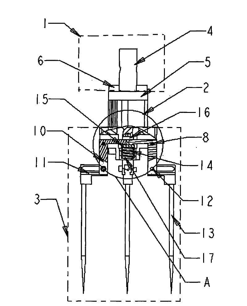 End effector of a plug seedling pot transplanting system