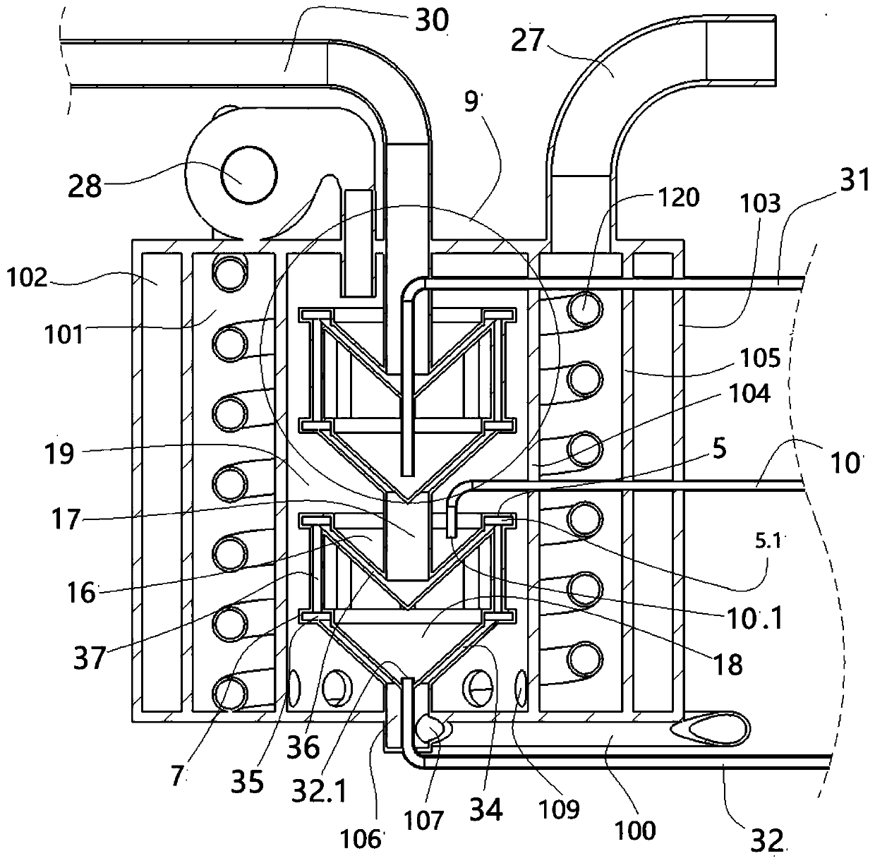 A heat transfer oil circulating combustion furnace and method thereof