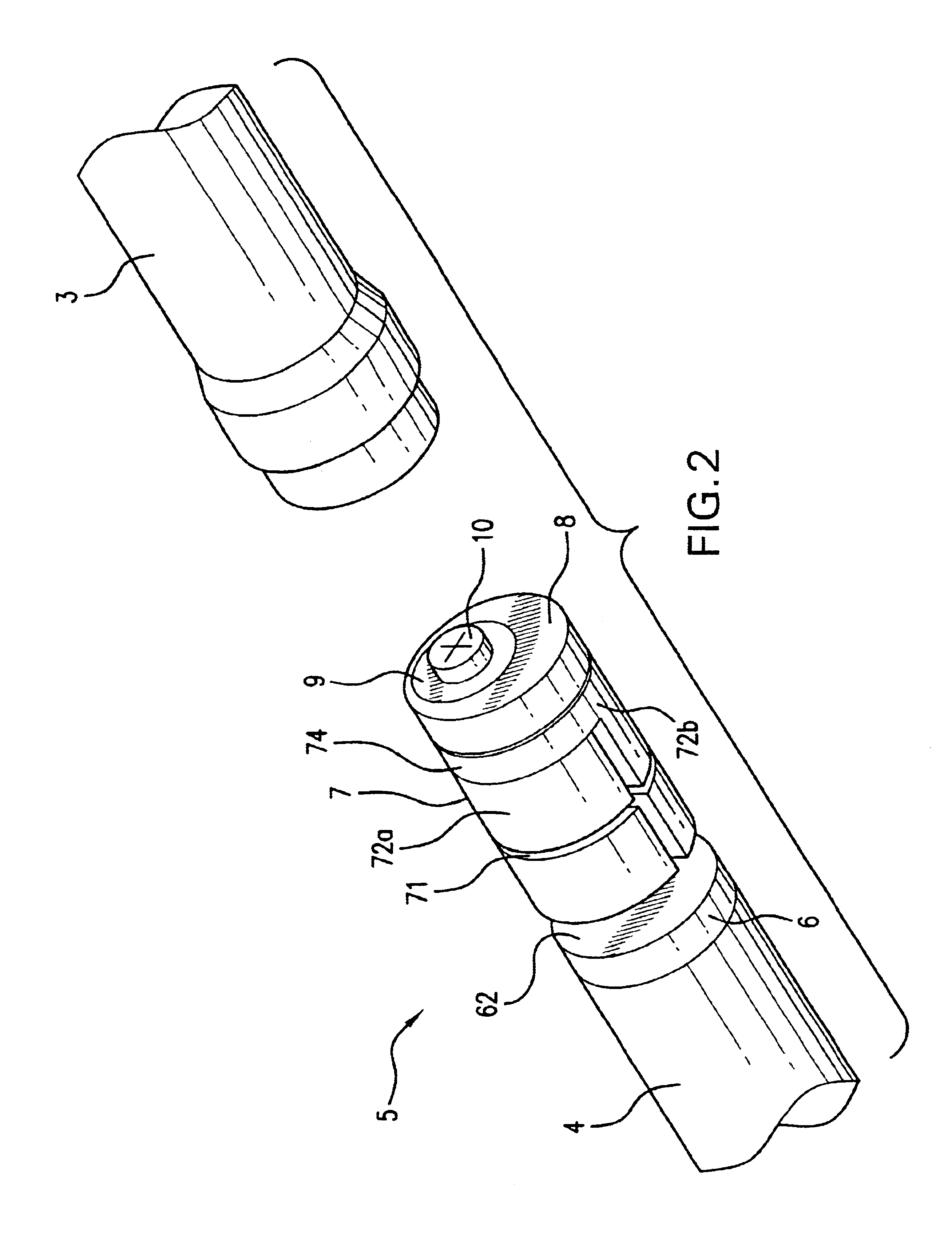 Stagelessly adjustable telescopic walking stick with a position retaining device