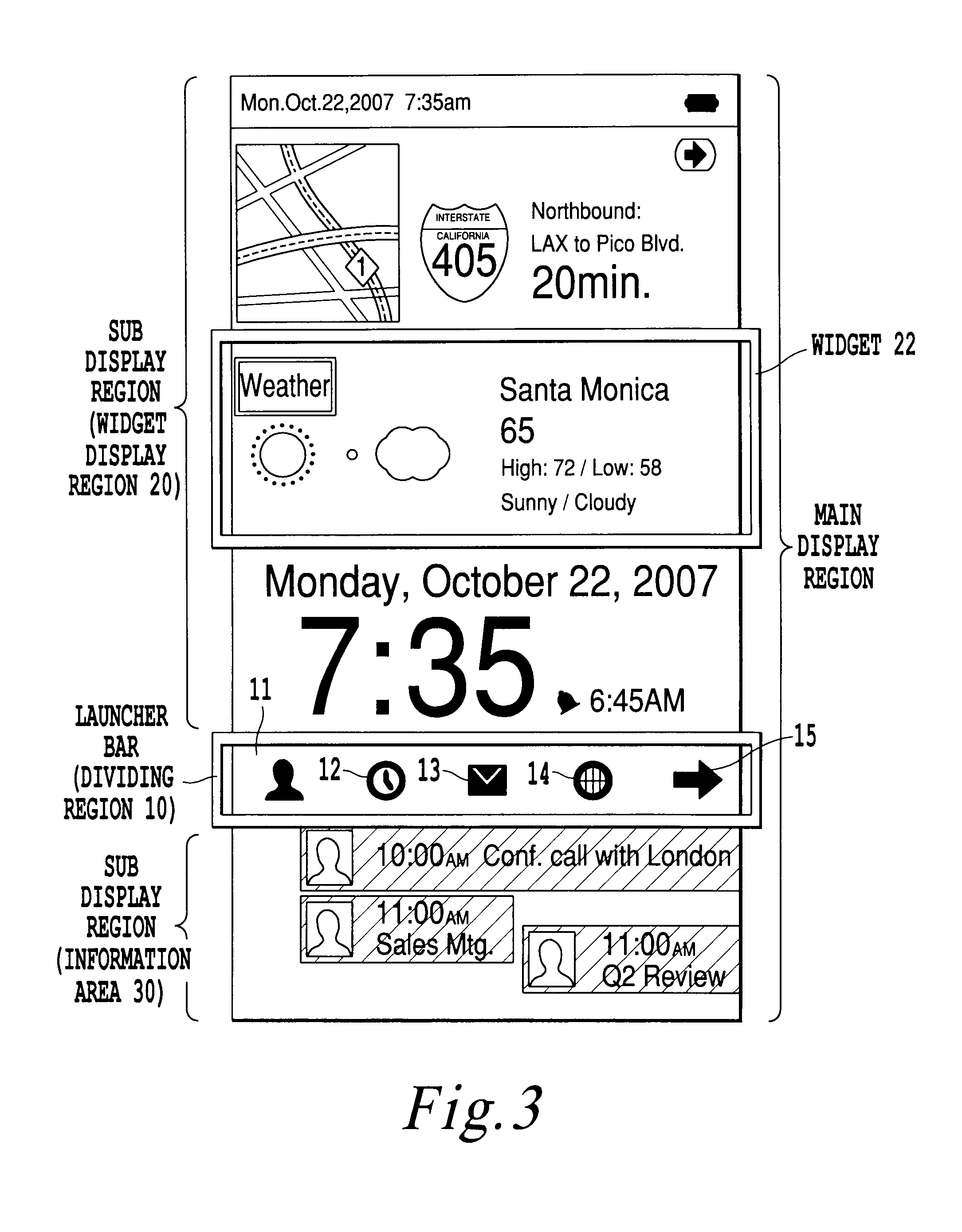 Computer implemented display, graphical user interface, design and method including scrolling features