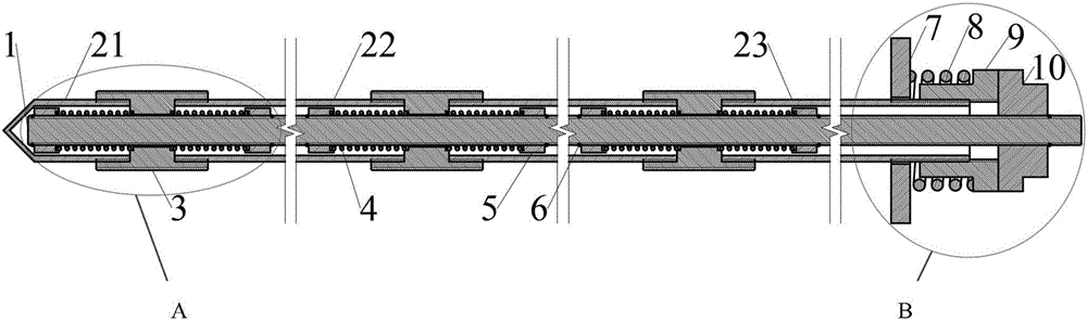 Sectional and modular combined anchor rod capable of resisting large deformation and impact and assembling method of combined anchor rod