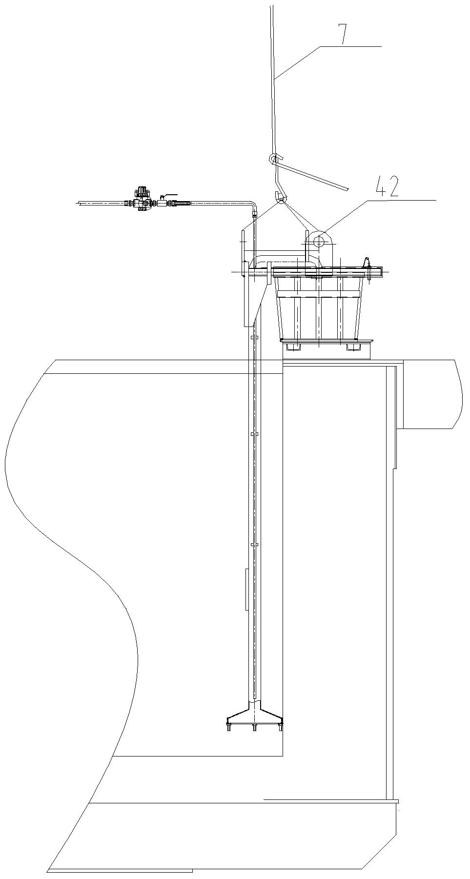 A device for removing zinc pot bottom slag