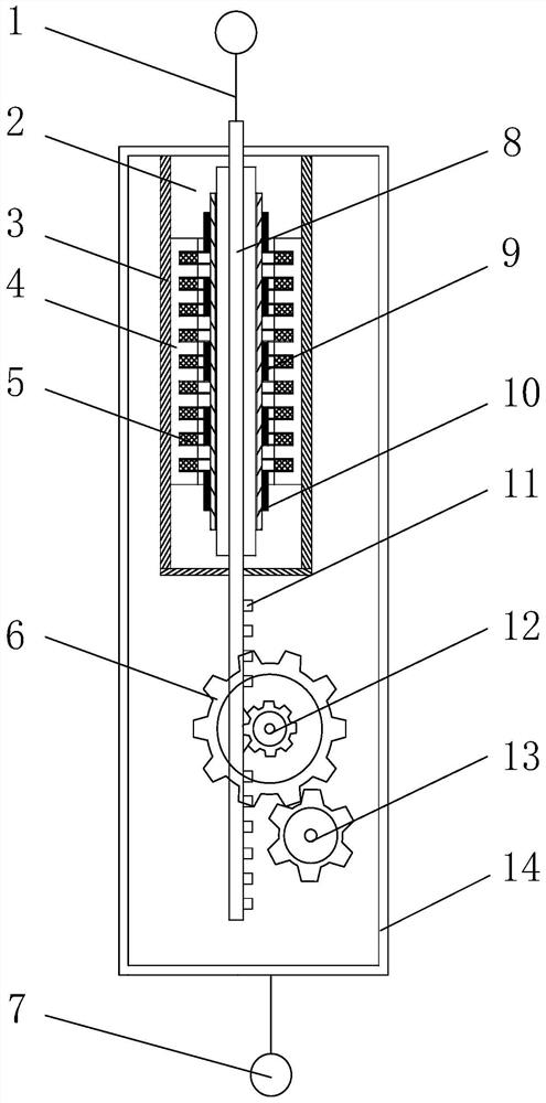Gear and rack type electromechanical inertia mass energy feedback device