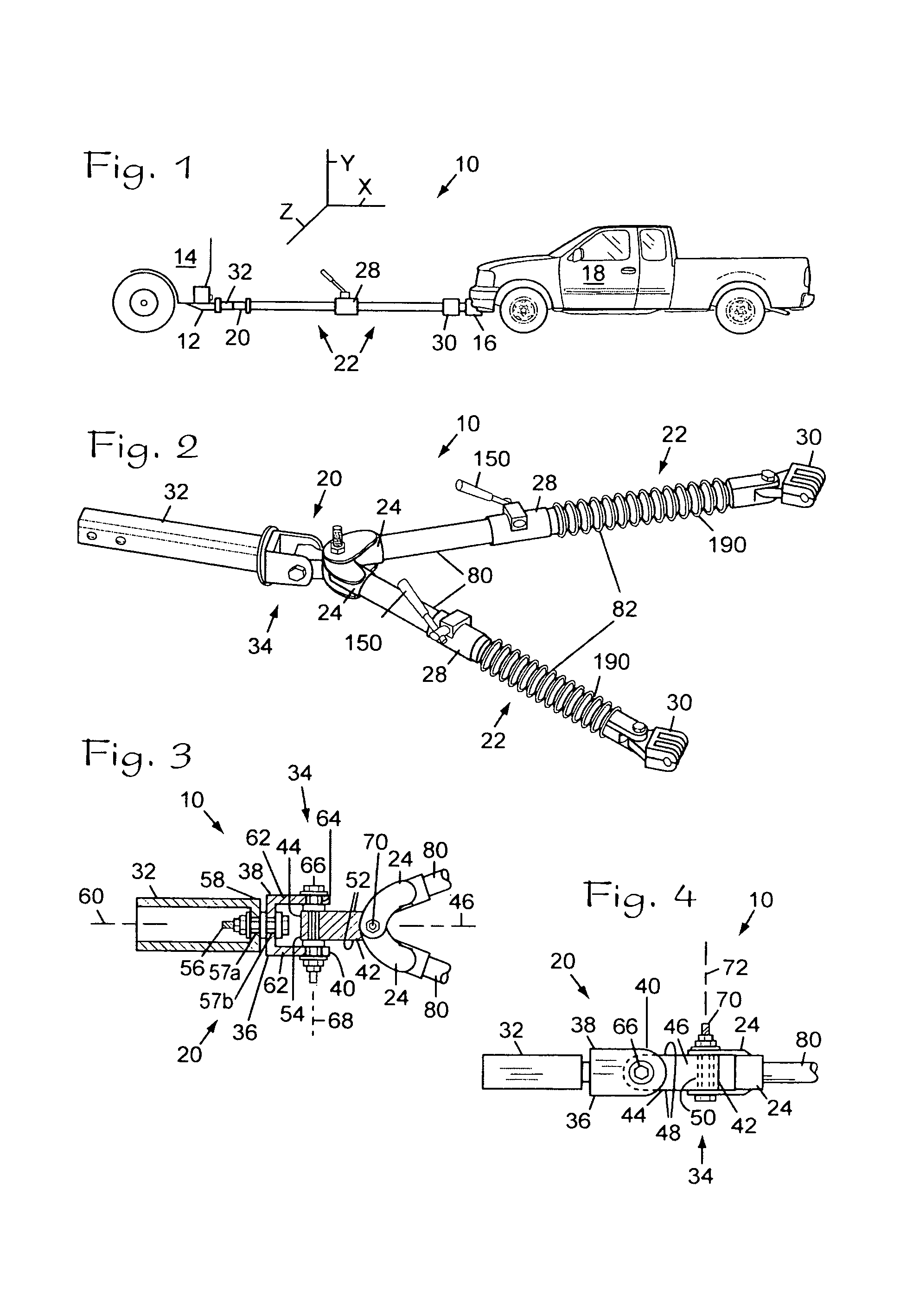 Light-weight tow bar for vehicles and leg lock therefor