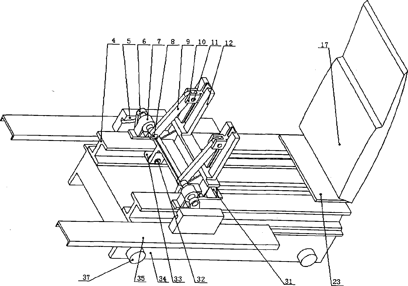 Simulation test device for automobile side collision