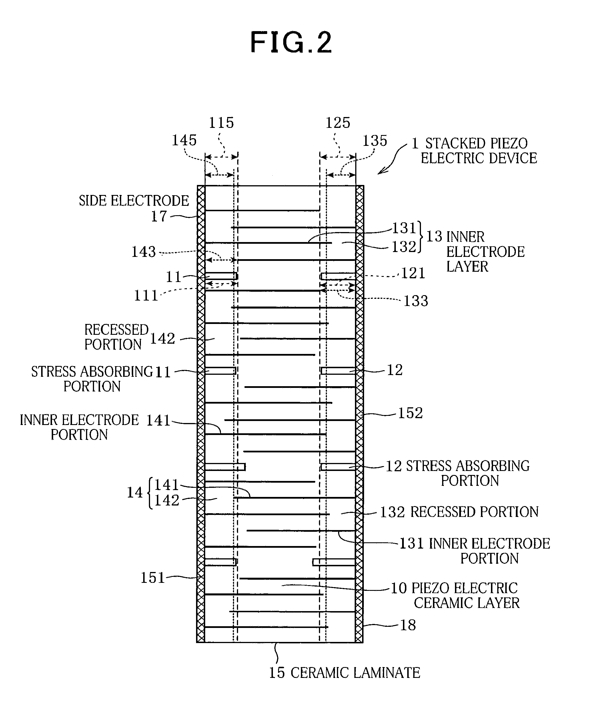 Stacked piezoelectric device