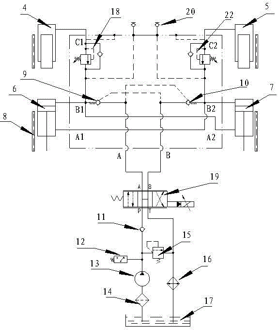 Leveling device for traveling mechanism