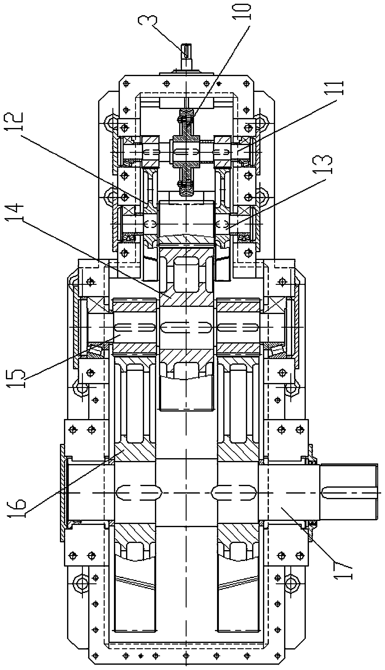 Worm and gear gear reducer for travelling in steel mill