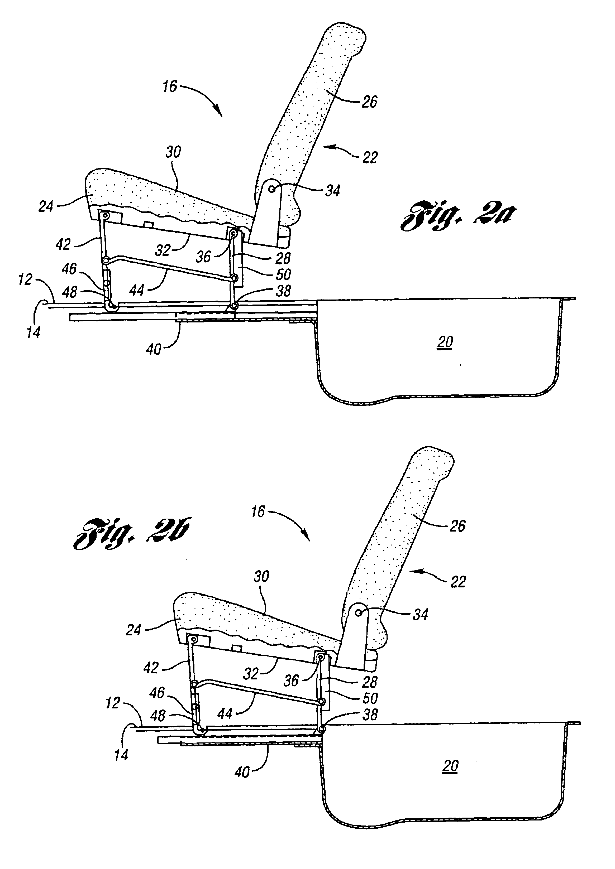 Underfloor stowage of a folding seat in a vehicle